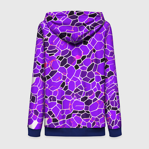 Женская толстовка на молнии Абстрактные плитки фиолетовые и чёрные / 3D-Синий – фото 2