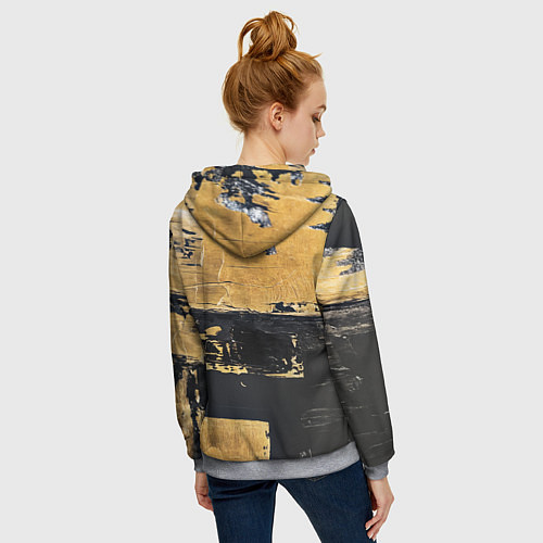 Женская толстовка на молнии Абстракция черная и коричневая краска / 3D-Меланж – фото 4