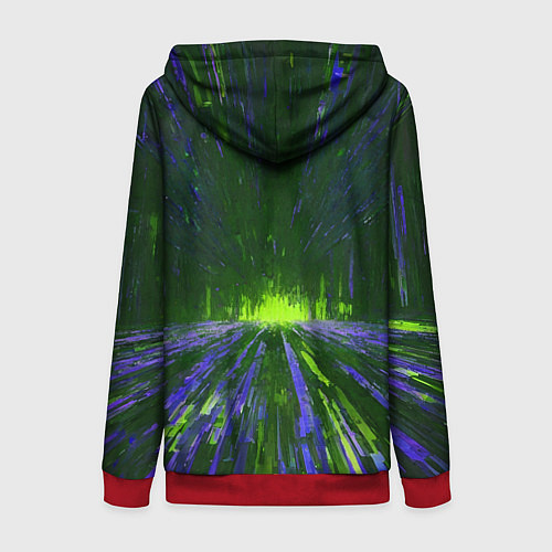 Женская толстовка на молнии Абстрактный путь в зелёный портал / 3D-Красный – фото 2
