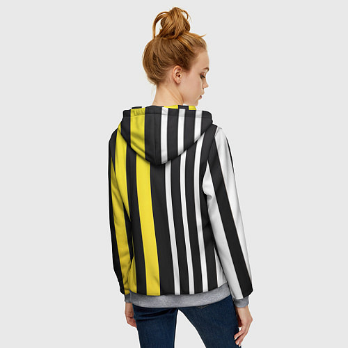 Женская толстовка на молнии Вертикальные полосы триколор жёлтый / 3D-Меланж – фото 4