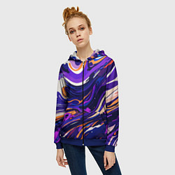 Толстовка на молнии женская Разноцветная абстракция разводов, цвет: 3D-синий — фото 2