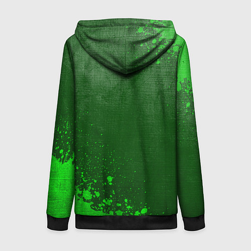 Женская толстовка на молнии Volvo - green gradient вертикально / 3D-Черный – фото 2