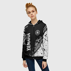 Толстовка на молнии женская Yamaha - следы от шин, цвет: 3D-черный — фото 2