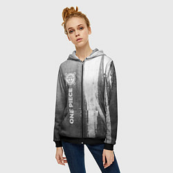 Толстовка на молнии женская One Piece - grey gradient по-вертикали, цвет: 3D-черный — фото 2
