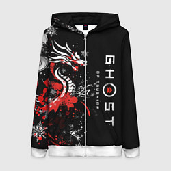 Толстовка на молнии женская Ghost of Tsushima - snowflakesv, цвет: 3D-белый