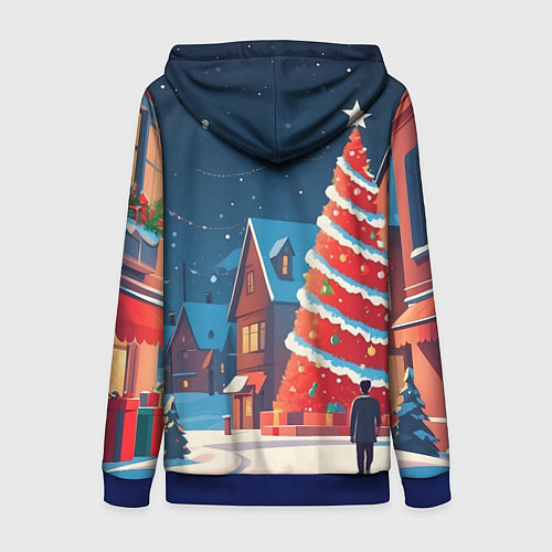 Женская толстовка на молнии Рождественская улица / 3D-Синий – фото 2