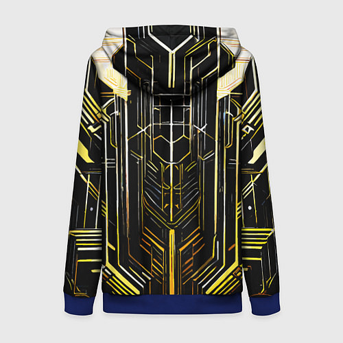 Женская толстовка на молнии Gold lines on a black background / 3D-Синий – фото 2