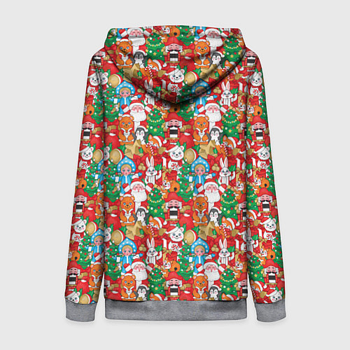 Женская толстовка на молнии Новогодние игрушки / 3D-Меланж – фото 2