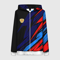 Толстовка на молнии женская Российский герб - Темные цвета, цвет: 3D-белый