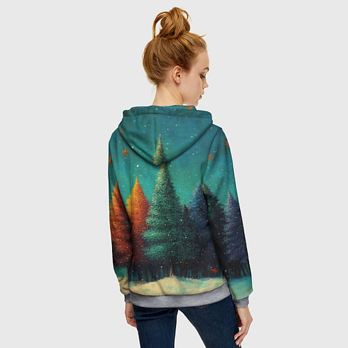 Женская толстовка на молнии Разноцветные елочки / 3D-Меланж – фото 4