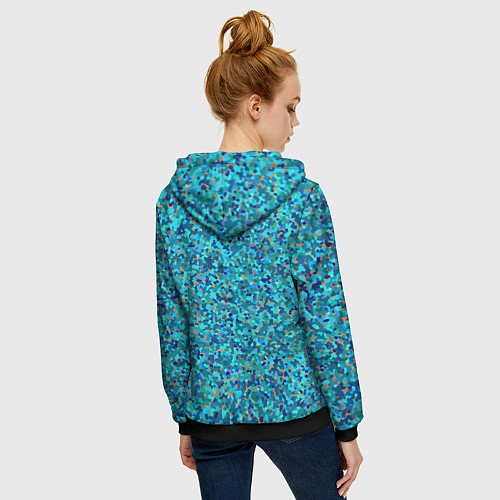 Женская толстовка на молнии Сине-голубой пуантилизм / 3D-Черный – фото 4
