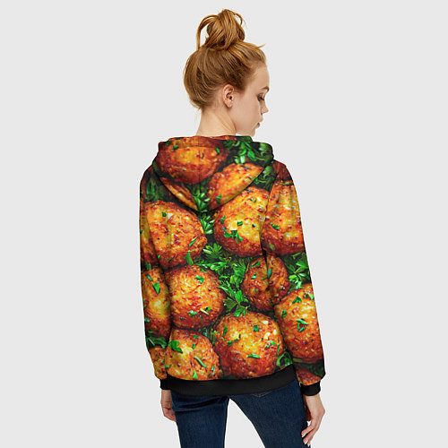 Женская толстовка на молнии Котлеты / 3D-Черный – фото 4