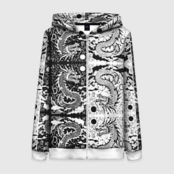 Женская толстовка на молнии Драконы инь и янь с узорами