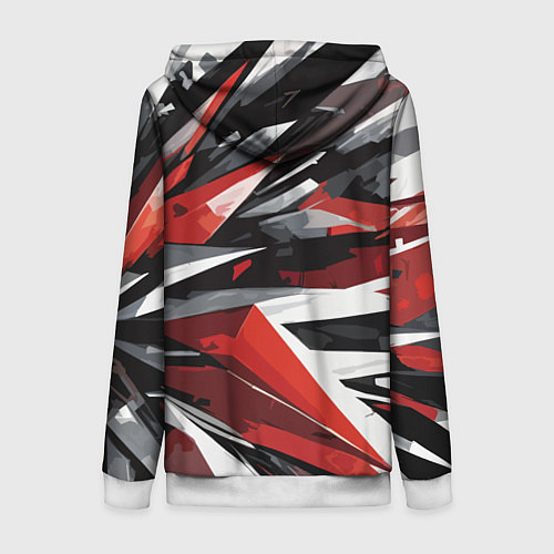 Женская толстовка на молнии Чёрно-красно-белая абстракция / 3D-Белый – фото 2