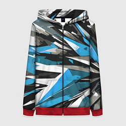 Женская толстовка на молнии Чёрно-сине-белая абстракция