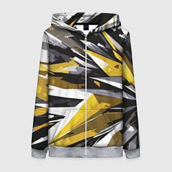 Женская толстовка на молнии Чёрно-жёлто-белая абстракция