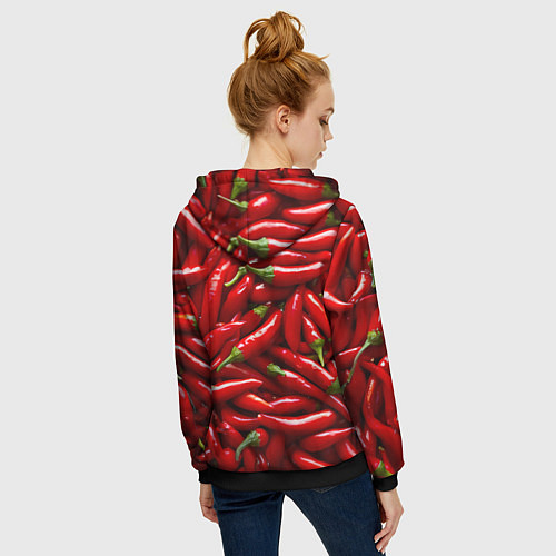 Женская толстовка на молнии Красный перец / 3D-Черный – фото 4