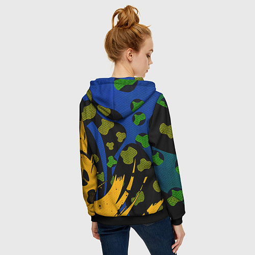Женская толстовка на молнии Абстрактные пятна леопарда / 3D-Черный – фото 4