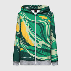 Женская толстовка на молнии Абстрактные полосы в зелёных тонах