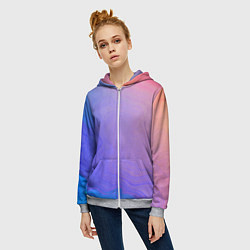 Толстовка на молнии женская Сине фиолетовый градиент, цвет: 3D-меланж — фото 2