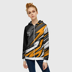 Толстовка на молнии женская Zeekr - orange colors, цвет: 3D-белый — фото 2