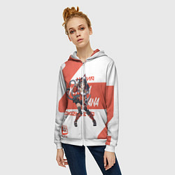 Толстовка на молнии женская Нэкомия Мана - ZZZ, цвет: 3D-белый — фото 2