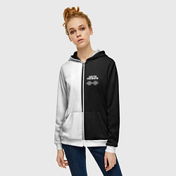 Толстовка на молнии женская Arctic Monkeys - черное и белое, цвет: 3D-белый — фото 2