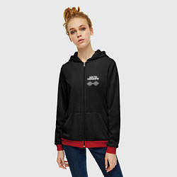 Толстовка на молнии женская Arctic Monkeys - classic black color, цвет: 3D-красный — фото 2