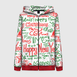 Женская толстовка на молнии Новогодняя атмосфера merry christmas
