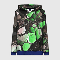 Женская толстовка на молнии Чёрно-зелёный камень