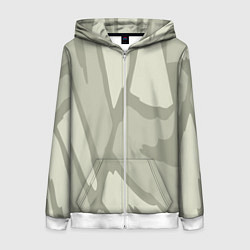 Толстовка на молнии женская Серо-зеленая абстрактная текстура, цвет: 3D-белый