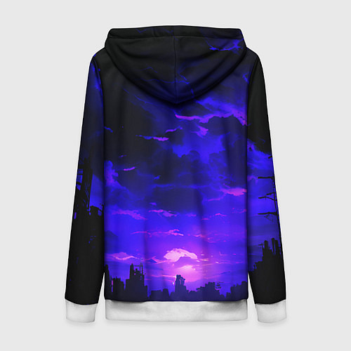 Женская толстовка на молнии Фиолетовый апокалиптический закат / 3D-Белый – фото 2