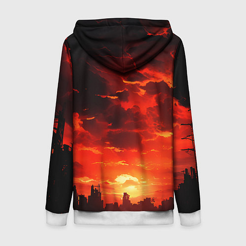 Женская толстовка на молнии Багровый апокалиптический закат / 3D-Белый – фото 2