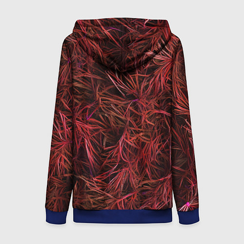 Женская толстовка на молнии Красная трава на чёрном фоне / 3D-Синий – фото 2