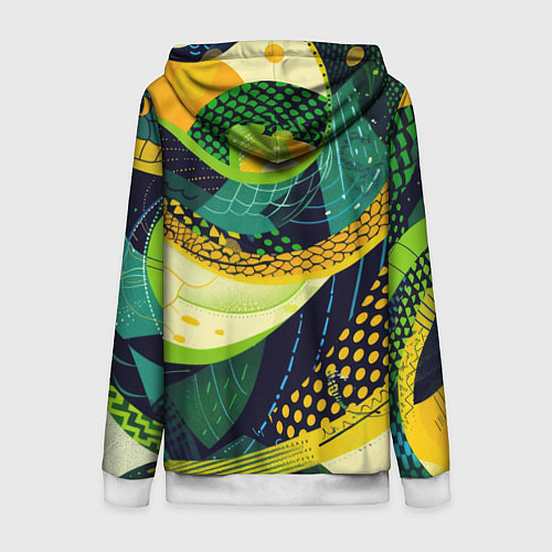Женская толстовка на молнии Змеиный паттерн / 3D-Белый – фото 2