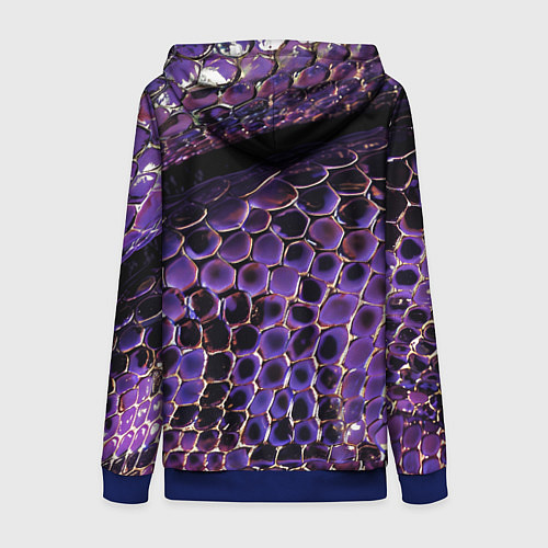 Женская толстовка на молнии Фиолетовая кожа змеи / 3D-Синий – фото 2