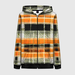 Женская толстовка на молнии Белые полосы на чёрно-жёлтом фоне