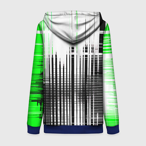 Женская толстовка на молнии Зелёно-чёрный гранж на белом фоне / 3D-Синий – фото 2