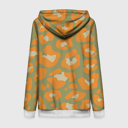 Женская толстовка на молнии Рыже-зеленый леопардовый / 3D-Белый – фото 2