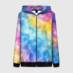 Толстовка на молнии женская Радужный паттерн, цвет: 3D-черный
