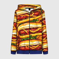 Толстовка на молнии женская Хот-доги, цвет: 3D-синий