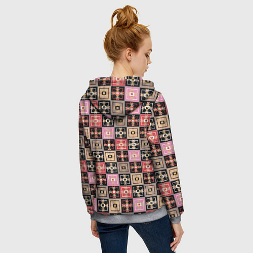 Женская толстовка на молнии Разноцветная плитка с геометрическим рисунком / 3D-Меланж – фото 4
