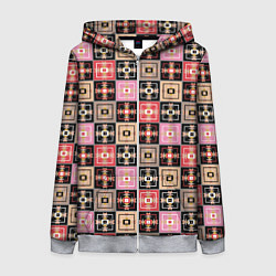 Женская толстовка на молнии Разноцветная плитка с геометрическим рисунком