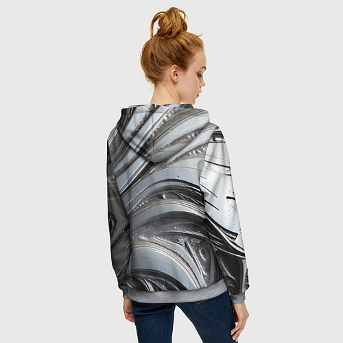 Женская толстовка на молнии Полированный серебряный металл / 3D-Меланж – фото 4