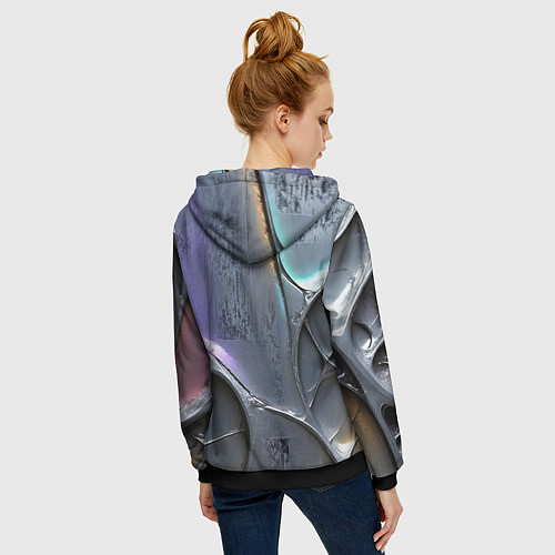 Женская толстовка на молнии Полированный серебряный металл / 3D-Черный – фото 4