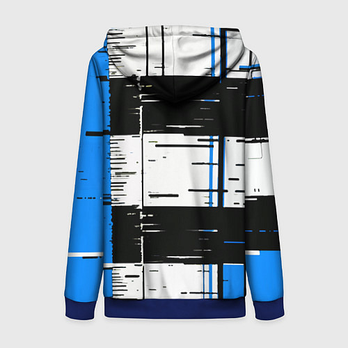Женская толстовка на молнии Синие и чёрные полосы на белом фоне / 3D-Синий – фото 2