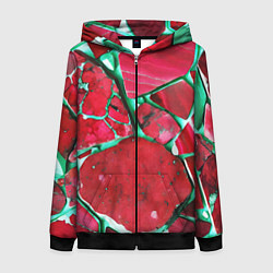 Женская толстовка на молнии Зеленый минерал в красном камне