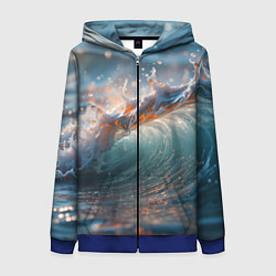 Толстовка на молнии женская Волна и блики солнца, цвет: 3D-синий