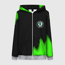 Толстовка на молнии женская Skoda краски зеленые, цвет: 3D-меланж