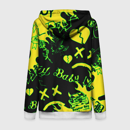 Женская толстовка на молнии Lil Peep кислотные автографы / 3D-Белый – фото 2